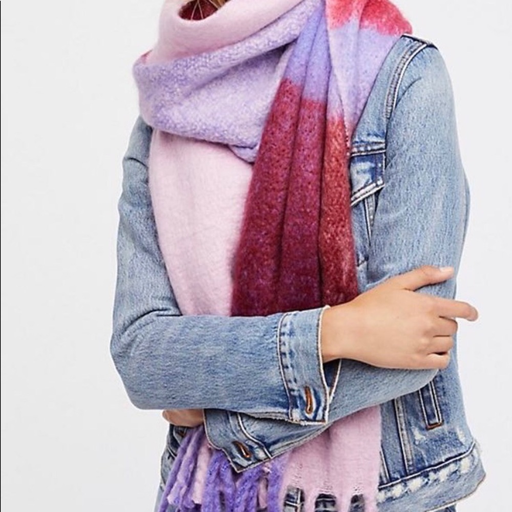 FREE PEOPLE CAMERON BRUSHED PLAID SCARF